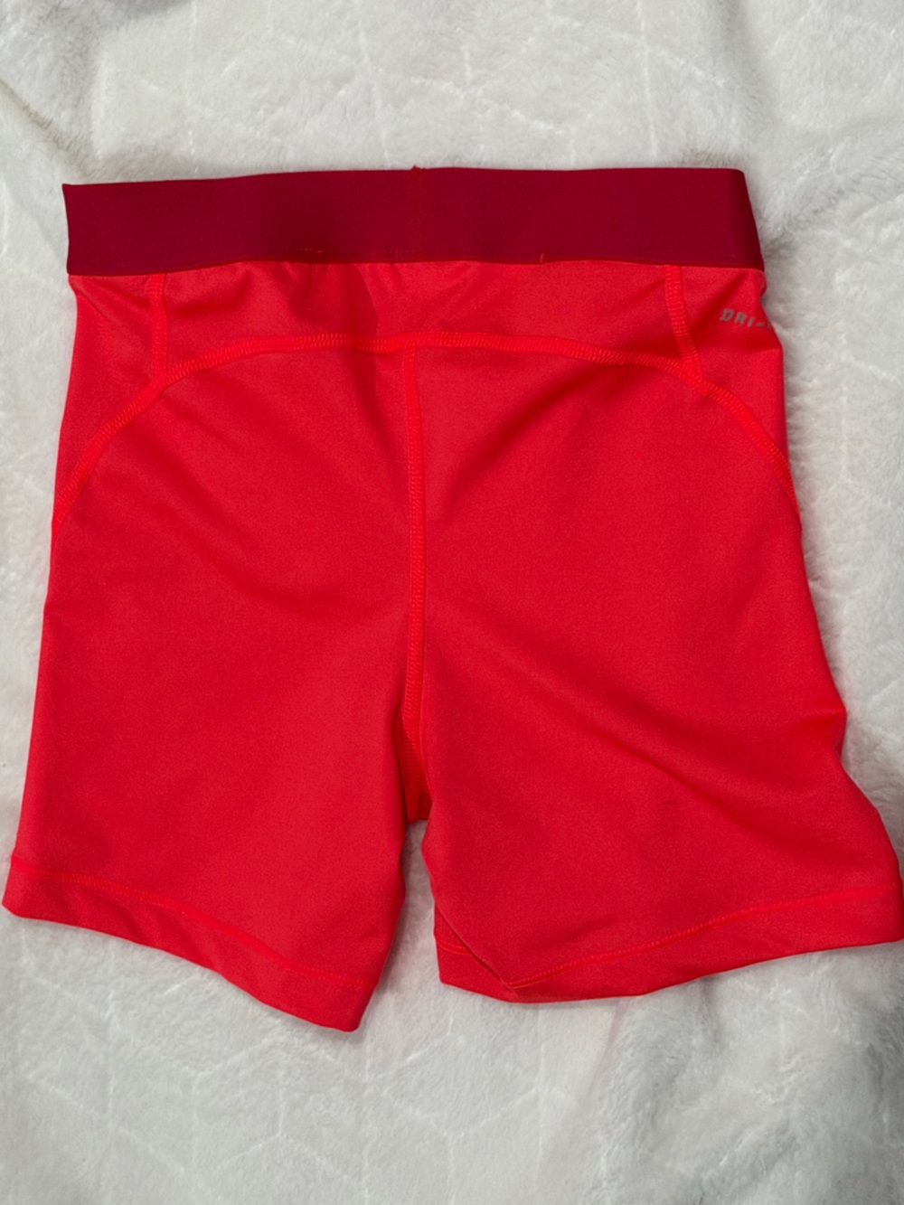 Nike Women’s Pro Compression Shorts - Bright Red with Navy Swoosh - Picture 2 of 3